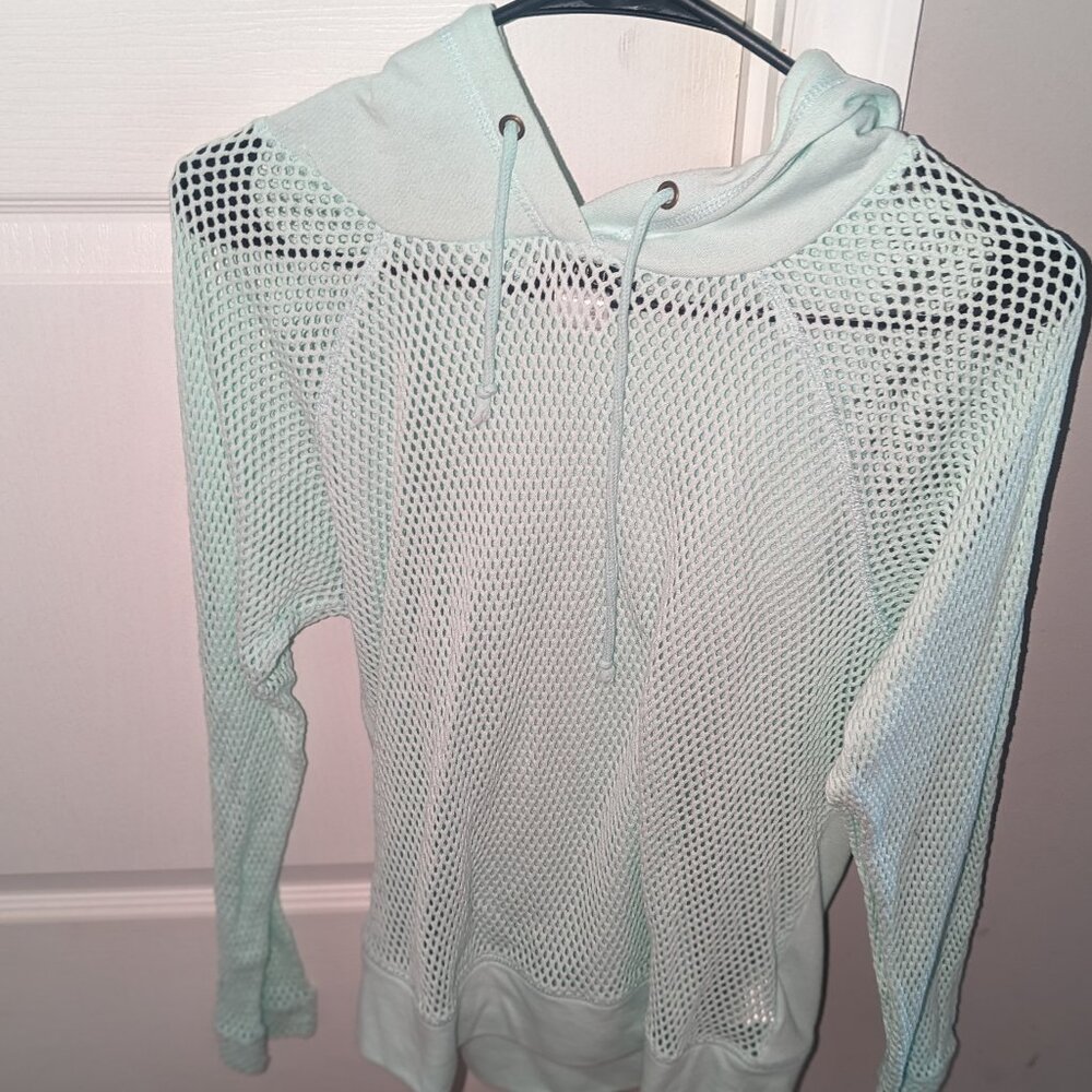 Ladies size medium mesh hooded pullover in Turquoise blue